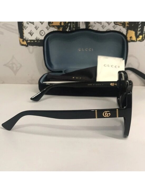 New Authentic Gucci GG0632S 001 Black Square Sunglasses Grey Gradient Lenses